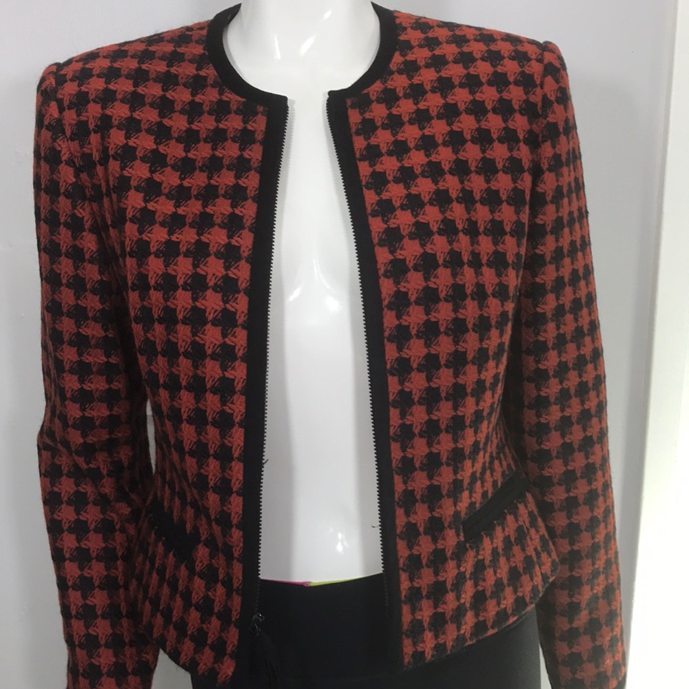 Kasper tweed red black houndstooth jacket blazer - Picture 2 of 7